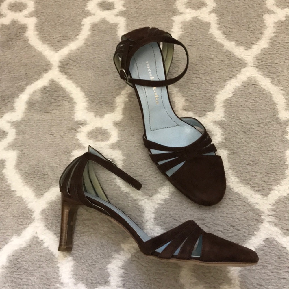 Brown suede heels